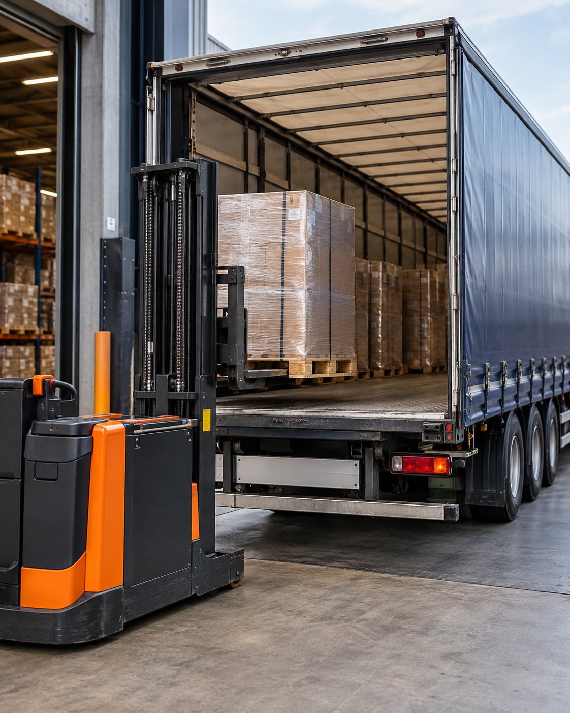 Vrachtwagen wordt veilig geladen tijdens de cursus Actualisering vakbekwaamheid