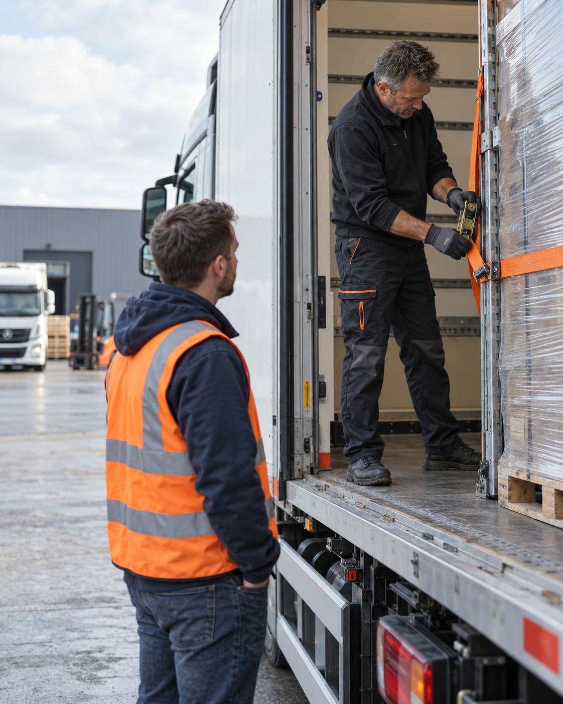 Cursist leert lading veilig vastzetten en controleren tijdens een Code 95-cursus