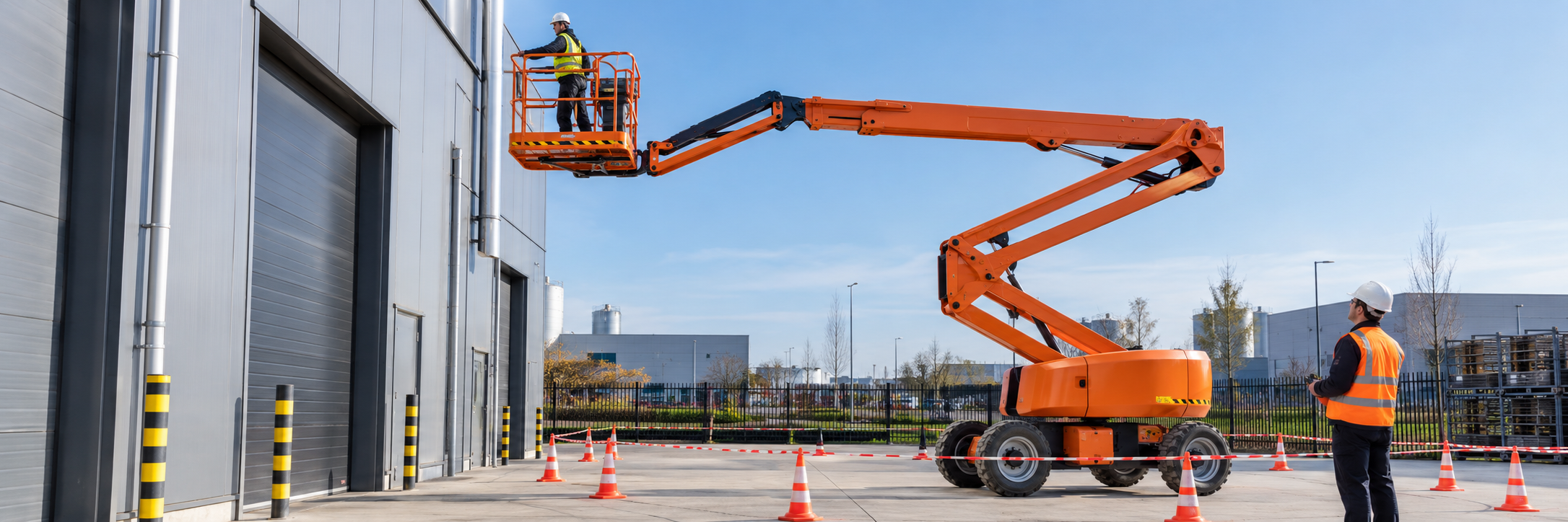 Cursist werkt met een hoogwerker tijdens een praktijktraining